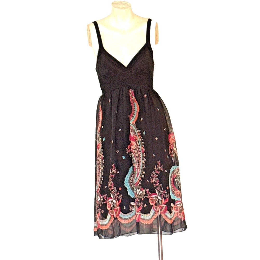 VTG Y2K 80's 90's Babydoll Lined Midi Dress Fairycore Retro Boho Chic Romantic S